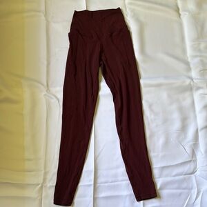 Aerie Deep Red Crossover High-Waisted Leggings with Pockets
